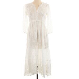 Johnny Was White Embroidered Eyelet Angelic Maxi Length Midi Dress Size XS